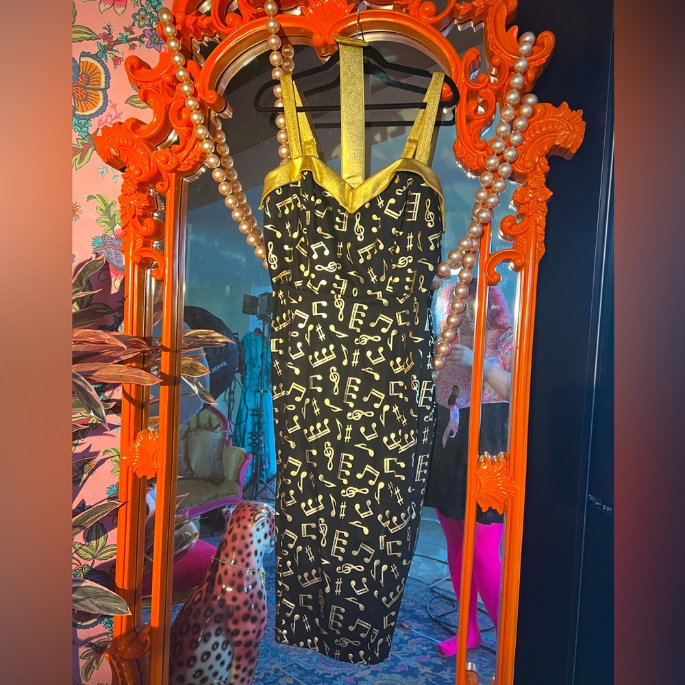 Deadly Dames Downtown Dames Music Notes Dress 2X Pinup Girl Clothing NWT
